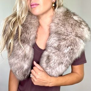 Vintage Cream & Brown Fox Fur Scarf Collar